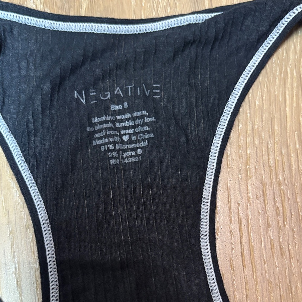 Negative Underwear Black Racerback Tank with White Trim - Picture 2 of 3